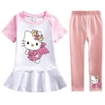 thumbnail image 2 of Ropa para niños de Hello Kitty, vestido de manga corta de algodón, pantalones, traje para niñas, falda de princesa de dibujos animados a la moda + Pantalones de dos piezas, 2 of 5