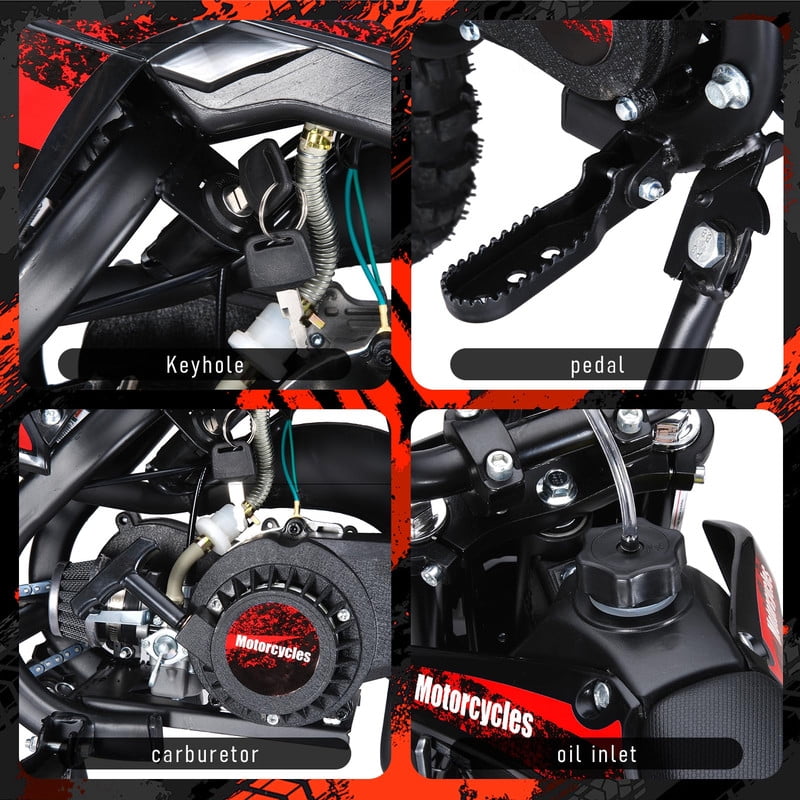 49cc Kids Dirt Bike,2-Stroke Gas Power Motocross Off Road Mini Motorcycle Vehicles Children Pit Bike Pocket Motorbike with Front Rear Disc Brakes Ideal Gifts for Kids Boys Girls Aged 8-14