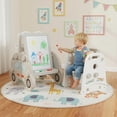 thumbnail image 2 of OLAKIDS Toddler Slide, 5 in 1 Indoor Outdoor Car Themed Foldable Baby Playground Playset with Magnetic Drawing Whiteboard Building Block Book Rack Table and Chair Set, 2 of 9