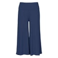 thumbnail image 7 of Utoimkio Women's Fold Over High Waist Capri Flare Pants Soft Stretch Cropped Wide Leg Trousers for Yoga Casual Daily Walking, 7 of 7