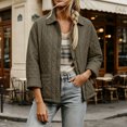 thumbnail image 3 of Women's Button Front Quilted Jacket Collared Loose Fit Comfy Fall Spring Jacket, 3 of 9