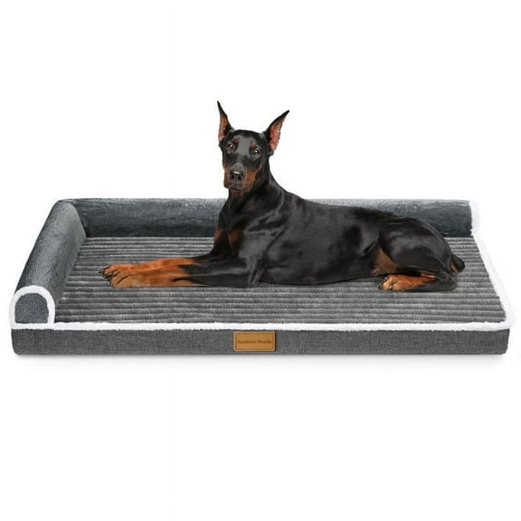 Exclusivo Mezcla Orthopedic Pet Bed for Extra Large Dogs, 48"X30" Waterproof L Shaped Sofa Dog Bed, Gray