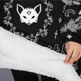 thumbnail image 3 of Oversized Wearable Blanket Hoodie,Black Gothic Skull Cat Pattern Sherpa Blanket Hoodie with Super Pockets,Super Warm Fuzzy Pullover for Women & Men, 3 of 6