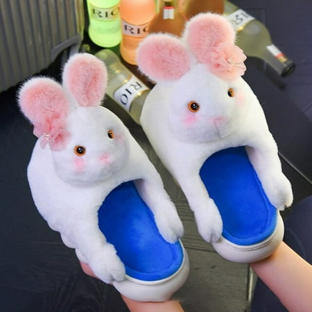 

CoCopeanut Cute Hug Rabbit Slipper for Women s Winter Plush Warm Ladies Indoor Fuzzy Shoes Slides Lovely Cuddle Animal Female Home Slippers