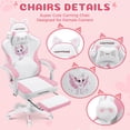 thumbnail image 6 of HOFFREE Gaming Chair for Girls with Cat Ears and Cloud Massage Lumbar Cute Computer Chair with Footrest Comfortable Reclining Game Chairs for Adults Teens Women Pink and White, 6 of 9