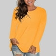 thumbnail image 2 of Womens Tops Fashion Casual Round Neck Solid Color Bottoming Shirt Long Sleeve Top T Shirt Blouses For Women, 2 of 7