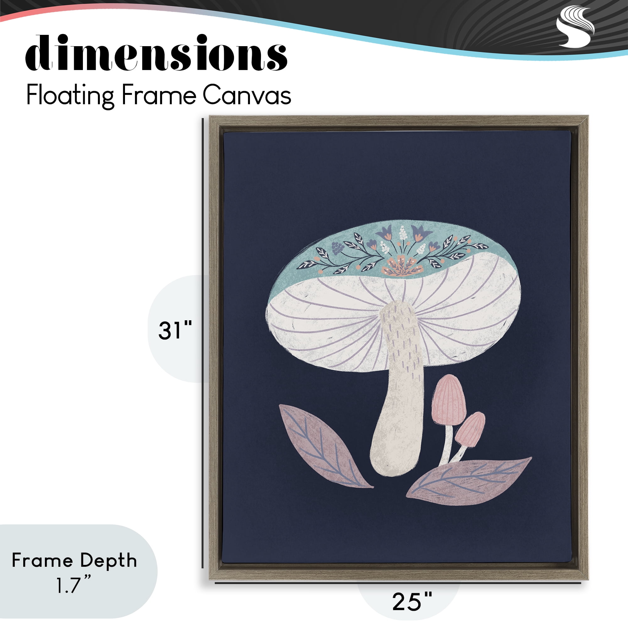 Stupell Industries Floral Cottage Mushroom Brown Framed Floater Canvas Wall Art, design by Metka Hiti