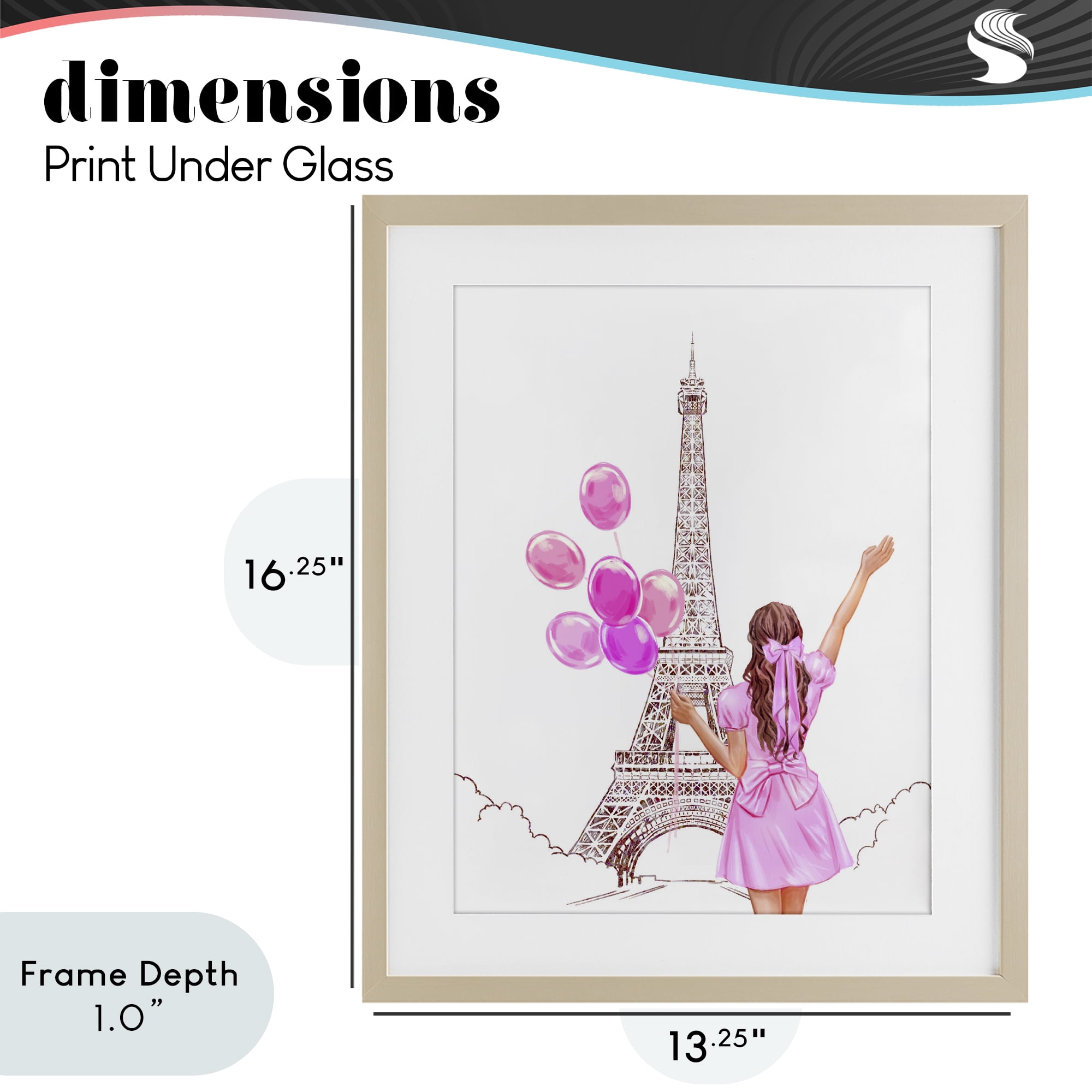 Stupell Industries Chic Paris Celebration Birch Framed Print Under Glass, design by Ziwei Li