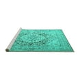 thumbnail image 2 of Ahgly Company Machine Washable Indoor Round Medallion Turquoise Blue Traditional Area Rugs, 3' Round, 2 of 4