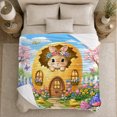 thumbnail image 5 of Bunny Golden Egg Cottage Garden, Playful Botanical Garden Scene, Warm Flannel Blanket for Sunroom and Reading Nook, Garden Lovers Housewarming Gift, Botanical Home Decor, 5 of 9