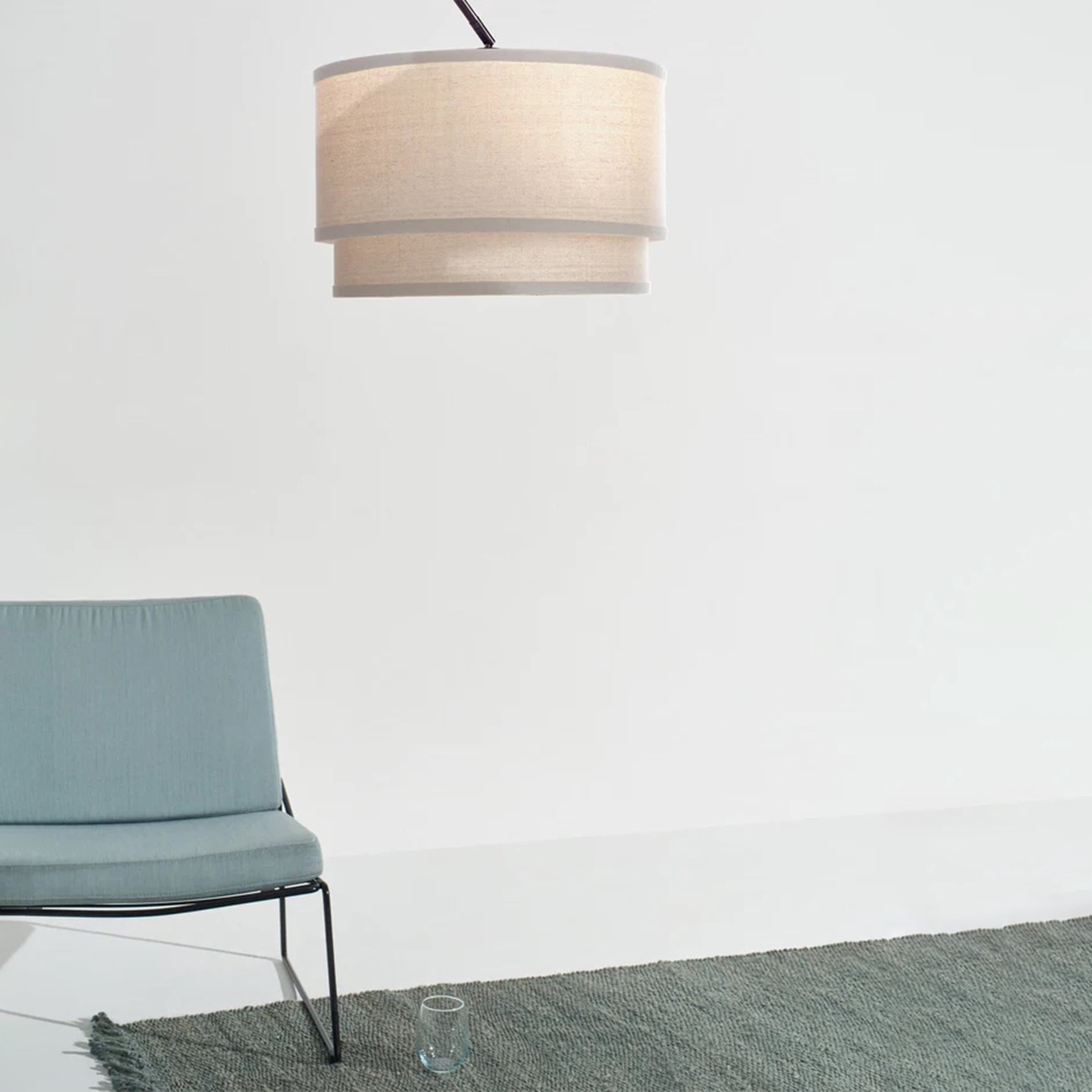 Brightech Mason 81" Bronze Modern 1-Light Adjustable Arm Extendable LED Marble Base Floor Lamp with 2-Tiered Beige Fabric Shade
