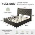 thumbnail image 3 of iPormis Full Size Bed Frame with Lift Up Storage & Charging Station, Button Tufted Wingback Upholstered Headboard, Wooden Slats Support, No Box Spring Needed, Noise Free, Dark Grey, 3 of 8