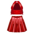 thumbnail image 4 of Miutii Kids Girls 2 Piece Modern Jazz Latin Dance Outfits Sequin Crop Top With Metallic Ruffle Skirt Ballroom Dancewear Red 8, 4 of 5