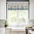 thumbnail image 3 of Fall White Pumpkin Kitchen Curtains and Valances Set, Rod Pocket Curtains Tier Farmhouse Window Curtains 24 Inch Length, Thanksgiving Vintage Flowers Purple Check 3 Piece Kitchen Curtains Set, 3 of 6