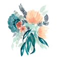thumbnail image 3 of Goldberger, Jennifer 20x24 Black Modern Framed Museum Art Print Titled - Teal and Peach Bouquet II, 3 of 5