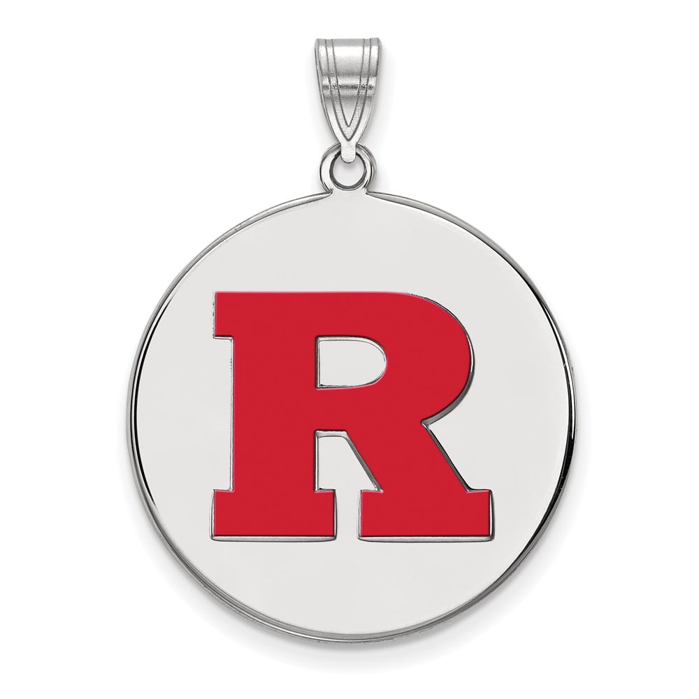 925 Sterling Silver Rhodium-plated Laser-cut Rutgers University Large Disc Pendant 925 Sterling Silver Rhodium-plated Laser-cut Rutgers University Large Disc Pendant