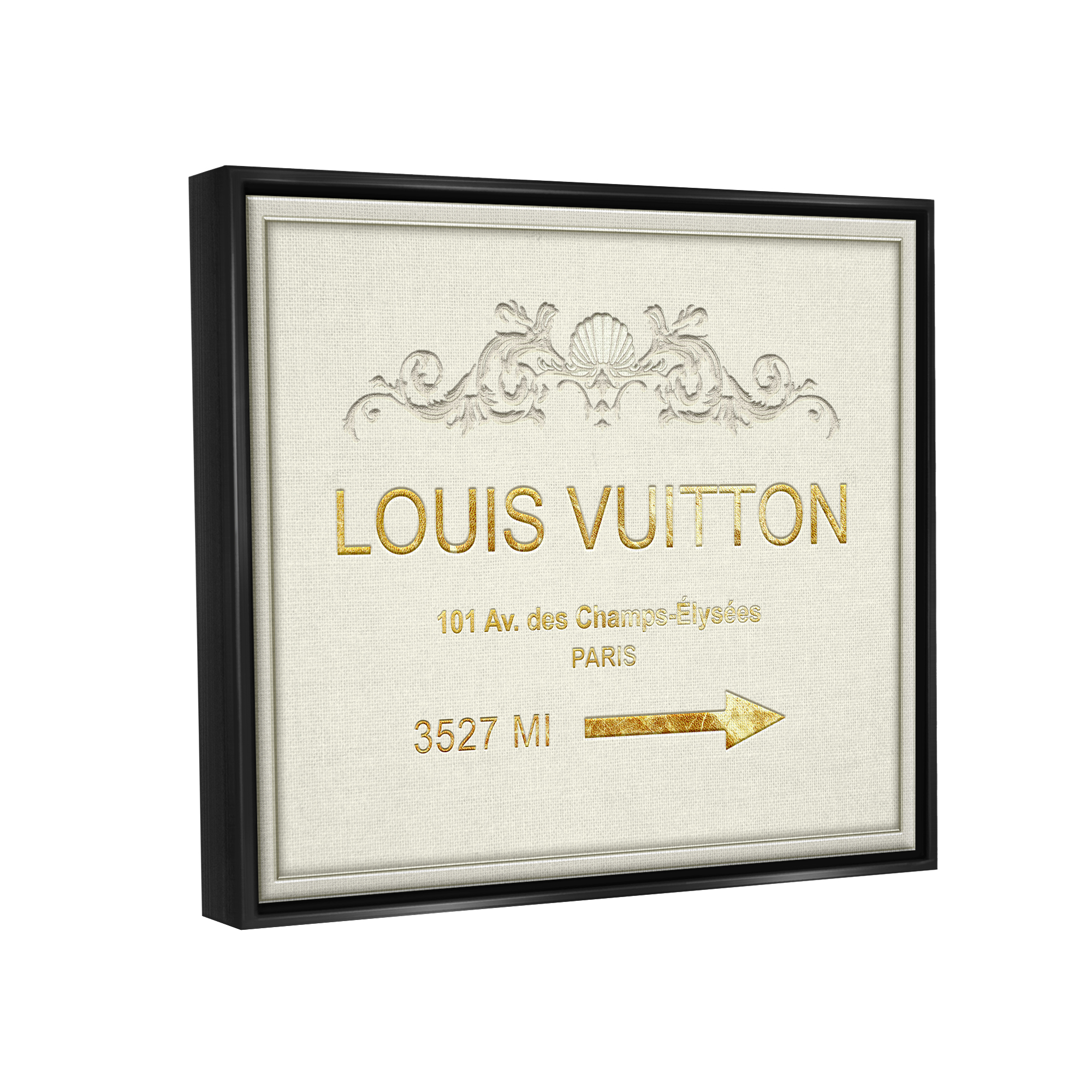 Stupell Industries Elegant Fashion Sign Distance from NYC Jet Black Framed Floating Canvas Wall Art, 24x30, by Ziwei Li