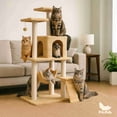 thumbnail image 1 of Mueble Rascador Multinivel con sisal y cueva para Gatos Poli Pets Persa Color Beige Ideal para Espacios Pequeños., 1 of 7