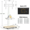 thumbnail image 4 of RTVR Rolling TV Stand on Wheels for 32-70 inch Screens, Mobile TV Mount Stand with Power Outlet, White Swivel Adjustable, 4 of 10