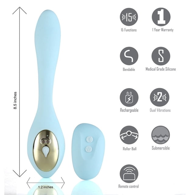 Maia Harmonie Remote Control Bendable Couples Vibrator-Blue 8.5"