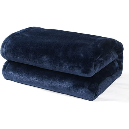 Exclusivo Mezcla Flannel Fleece Velvet Plush Throw Blanket - 40" x 50"(Navy Blue)