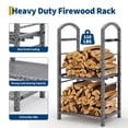 thumbnail image 4 of Kojooin 30 in Firewood Rack, Outdoor Indoor Log Rack with Kindling Hooks for Fireplace, Patio or Deck Storage, 4 of 8