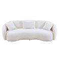 thumbnail image 3 of 93.6 inch Mid Century 3 Seat Curved Sofa, Minimalism Style Fabric Sofa with 3 Throw Pillows, Modern Boucle Fabric Couch for Bedroom, Office, Apartment, White, 93.6"Lx41.3"W x26.9"H, 3 of 9