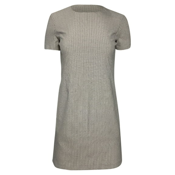 Pre-Owned Theory Plaid Mini Dress in Beige Viscose