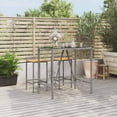 thumbnail image 1 of vidaXL Bar Table with Glass Top Grey 110x70x110 cm Poly Rattan, 1 of 4