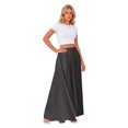 thumbnail image 3 of Tqyyweavej Satin Maxi Skirt for Women High Rise A-Line Solid Color Skirt Flowy Elastic Waist Stylish Skirts with Pockets S-2XL, 3 of 5