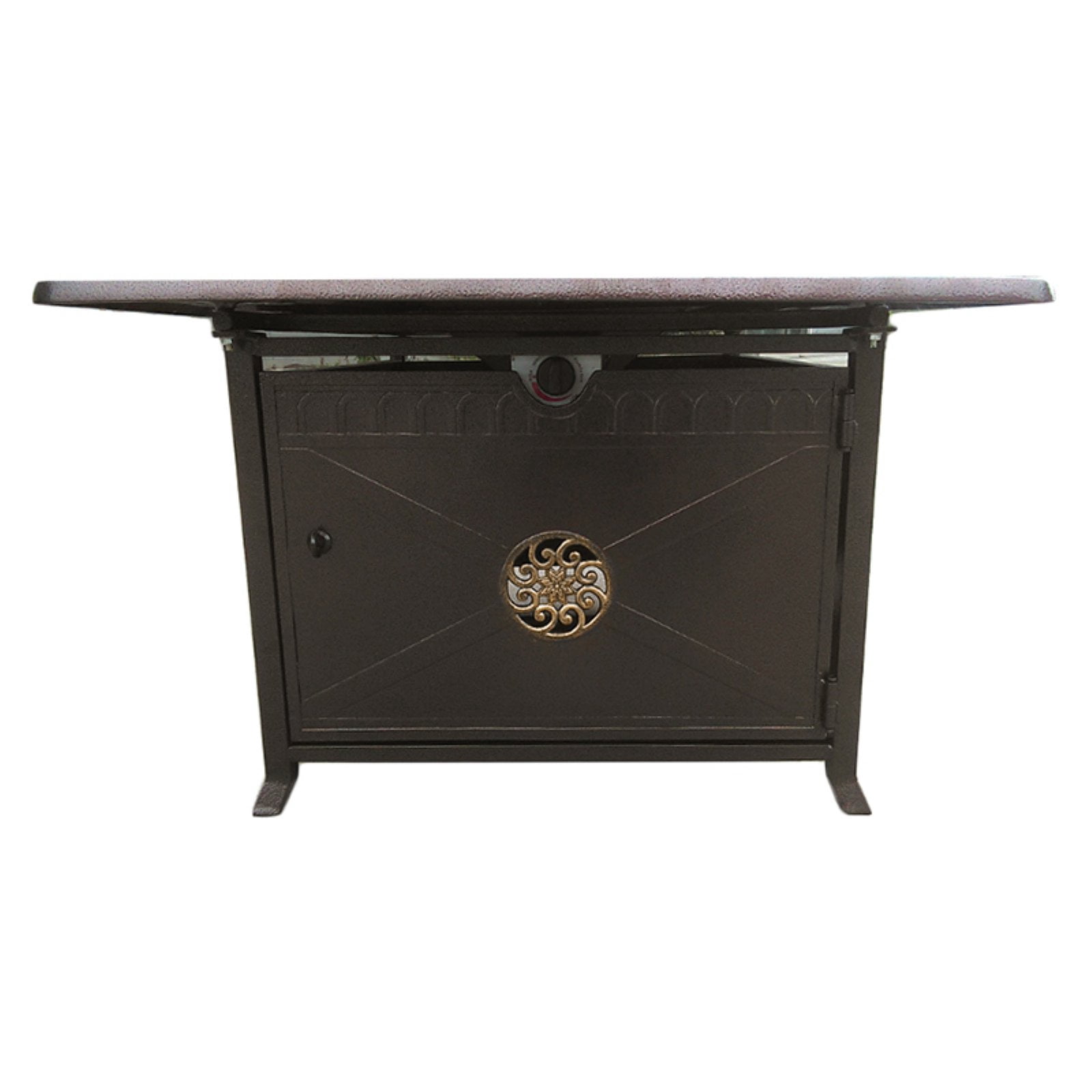 Hiland Propane Rectangular Cast Aluminum Decorative Fire Pit, Bronze