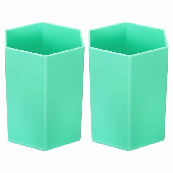 2Pcs Pencil Holder, Makeup Brush Holder Hexagon Desktop Organizer, Green