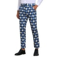 thumbnail image 5 of INSPIRE CHIC Argyle Pattern Pants for Men's Flat Front Retro Trousers Plaid Printed Pants 28 Blue Black, 5 of 6