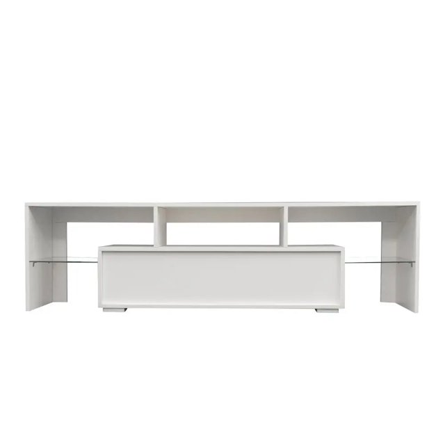 Living Room Furniture TV Stand Cabinet with 2 Drawers & 2 Open Shelves, 20-color RGB LED Lights with Remote My Lux Decor Round