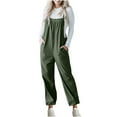 thumbnail image 2 of LEBONYARD Women's Open Back Jumpsuits,Corduroy Overalls for Women Barrel Wide Leg Bib Corduroy Pants Women Adjustable Romper Jumpsuit with Pockets Army Green XL, 2 of 8