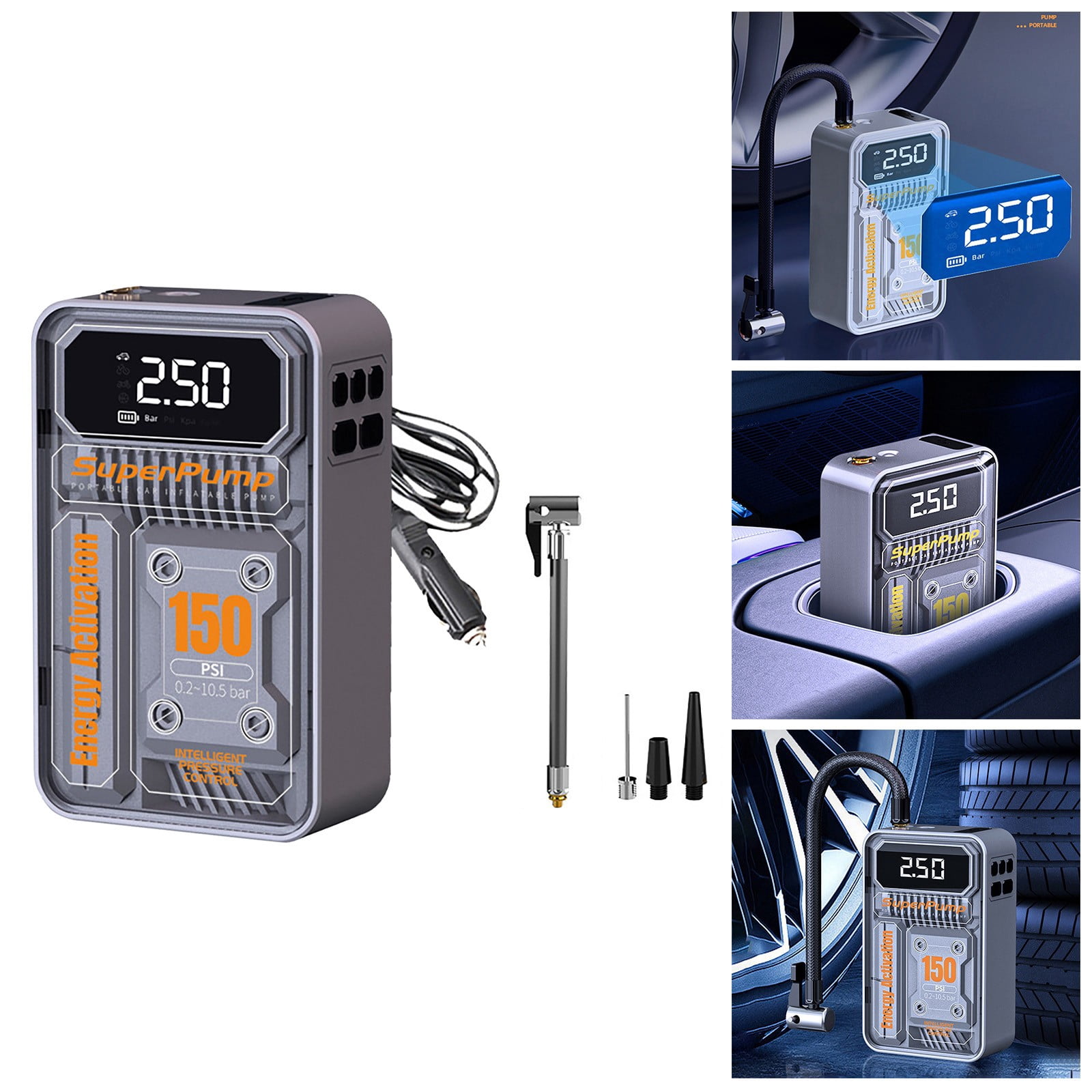 LLDYYDS Tire Inflator Portable Air Compressor, 180PSI & 15000mAh Cordless Air Pump for Car Tires with Pressure Gauge, 3X Faster Tire Pump with Cigarette Lighter Plug for Car