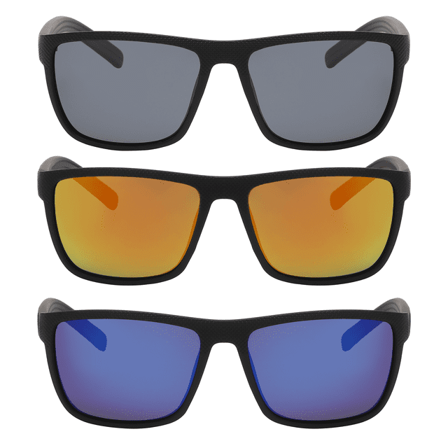 OWL Men's Sport Sunglasses for Men- UV400 & Stylish Frame Eyewear- Ideal for Sports Activities - Black, Orange Mirror, Blue Mirror