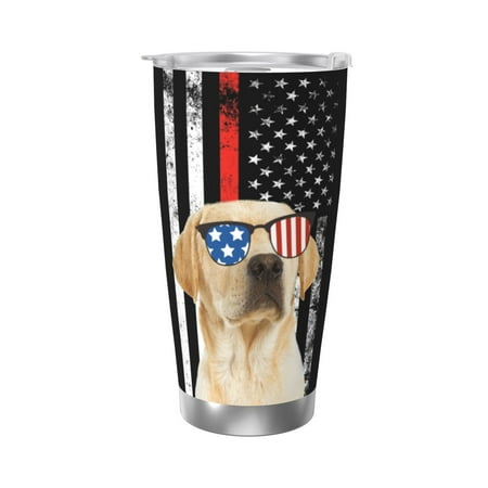 

American Flag Labrador Retriever Dog 20 Oz Water Bottle Insulated Tumblers Stainless Steel Cups Double Wall Tumbler with Lid