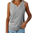 thumbnail image 2 of Zunfeo Women Tank Tops Summer Casual Strapless Solid Slim Fit Tops Trendy Sleeveless V Neck PulloverT-Shirts Blosue- Gray Size 2XL, 2 of 6