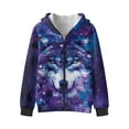 thumbnail image 4 of Uorisanigo Zip-Up Fashion Hoodie Sweatshirt for Kids Lightweight Long Sleeve Purple Galaxy Wolf Hooded Jacket Sweatshirts with Pockets School Outwear Jackets Shirts, 4 of 8