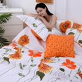 thumbnail image 3 of EVENHUG Juego de cama 100% algodón tamaño Queen con diseño de girasol naranja y floral, ligero edredón reversible con 2 fundas de almohada para todas las estaciones, 3 piezas (92 x 96 pulgadas), 3 of 5