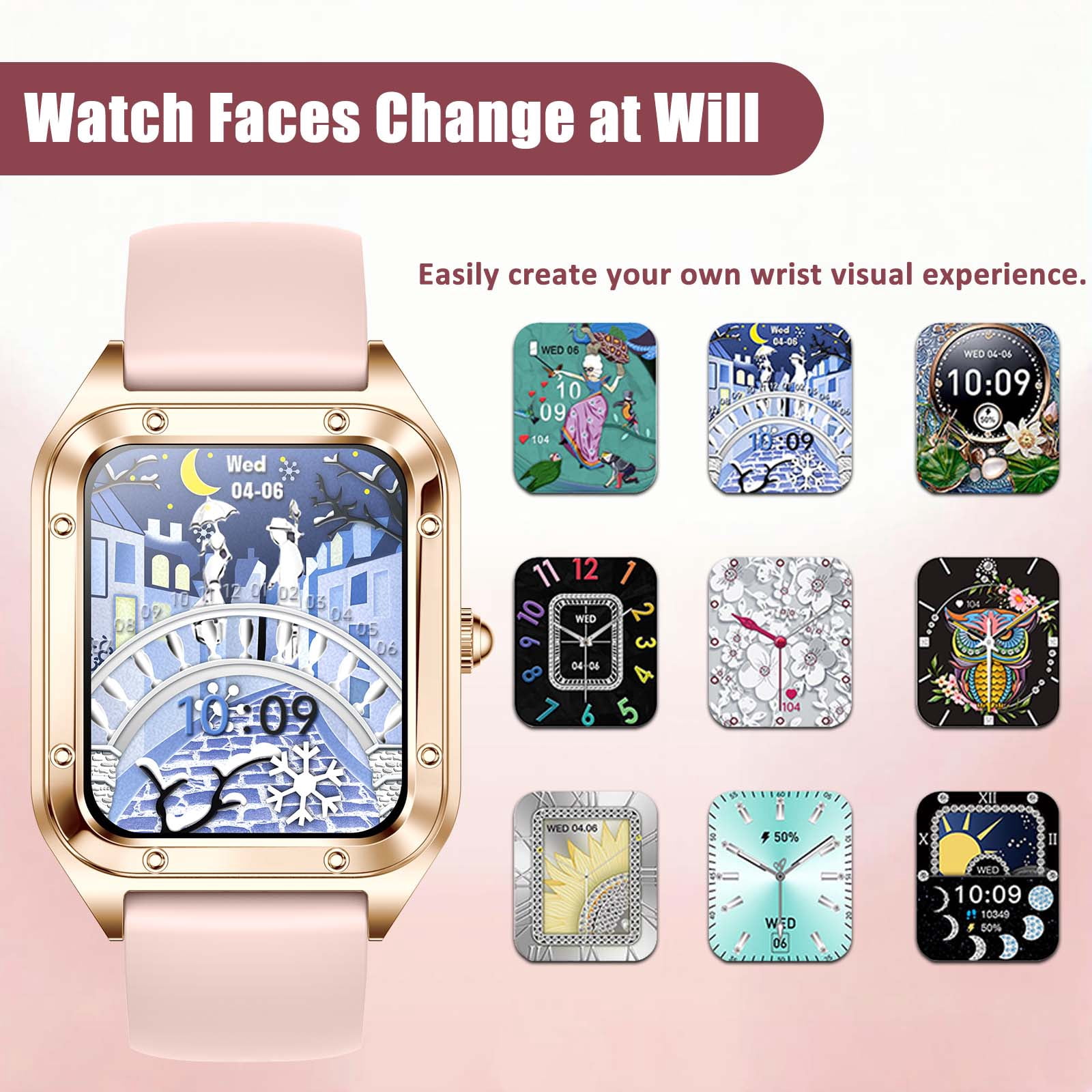 Cyberdyer Women's Smart Watch - 1.57'' HD Screen, Bluetooth Call, 21 Sports Modes, IP67 Waterproof, Heart Rate/Sleep Monitor for iPhone/Android