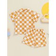 thumbnail image 5 of Musuos Little Boy Casual Checkerboard Outfit, 6M 12M 18M 24M 3Y 4Y Tree Print Lapel Short Sleeve Shirt Shorts Summer Set for Toddler, 5 of 10