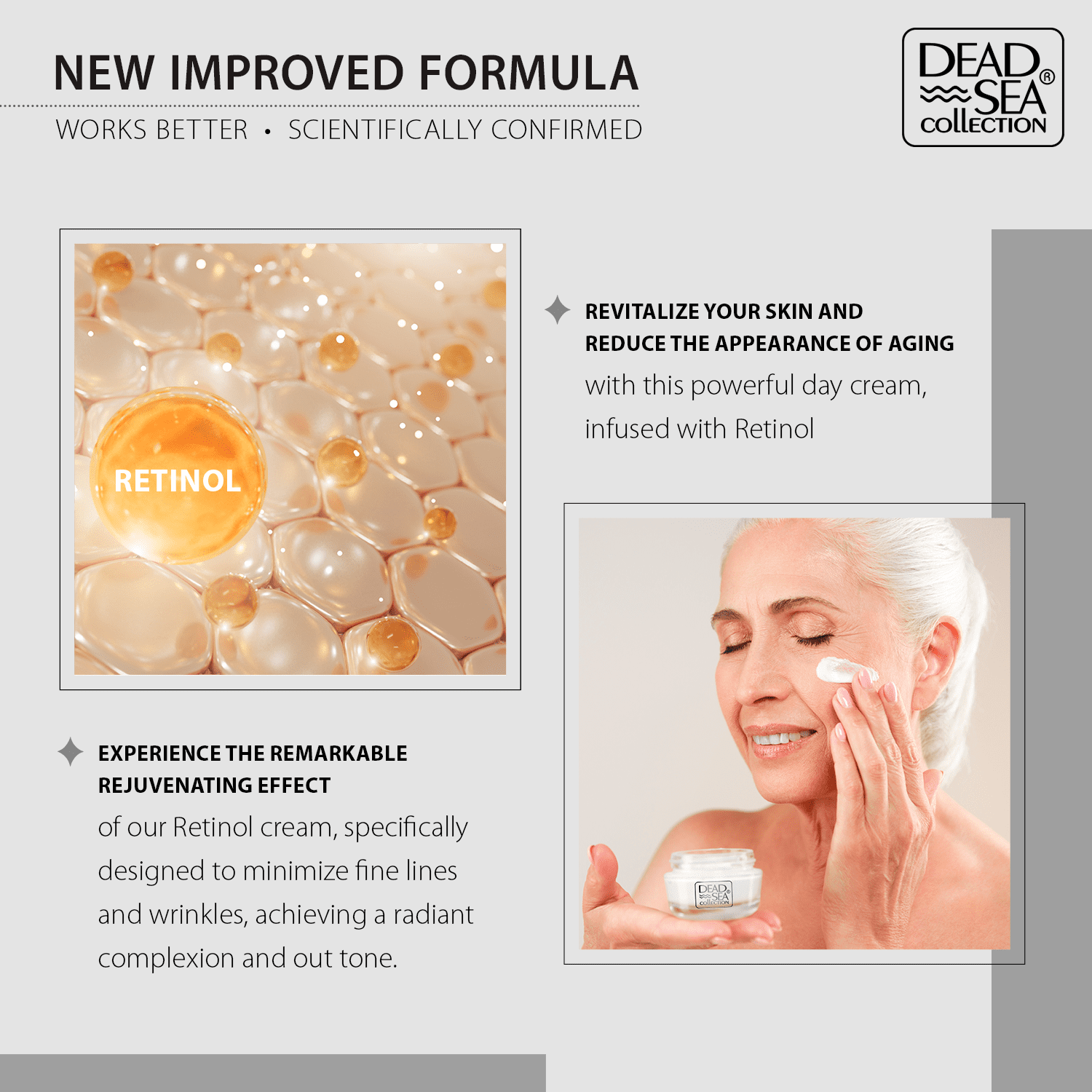 Dead Sea Collection Retinol Anti-Aging Day Cream - Face Moisturizer with Retinol Boost - Firming Cream with Dead Sea Minerals and Retinol - 1,69 Fl. Oz