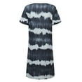 thumbnail image 4 of Susanny Cocktail Dress for Women V Neck Shift Short Sleeve Tshirt Womens Midi Dresses Striped Knee Length Sundresses Plus Size Black 2XL, 4 of 8