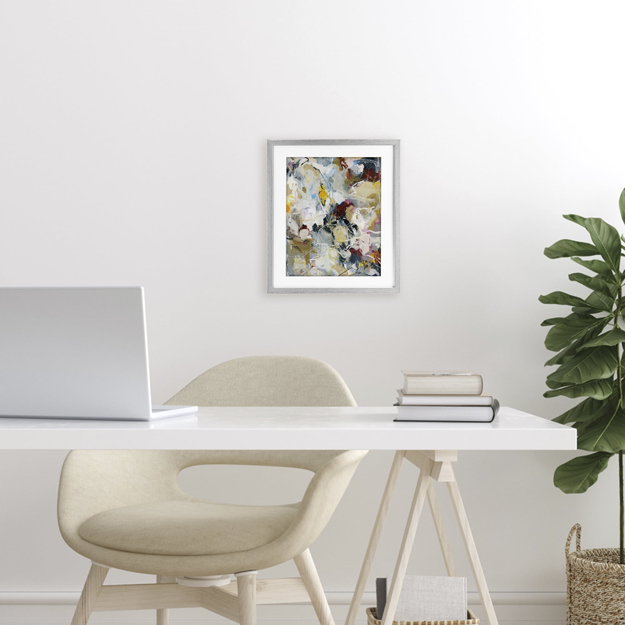 Energetic Frequency Abstract Gray Framed Print Under Glass, design by Design Fabrikken