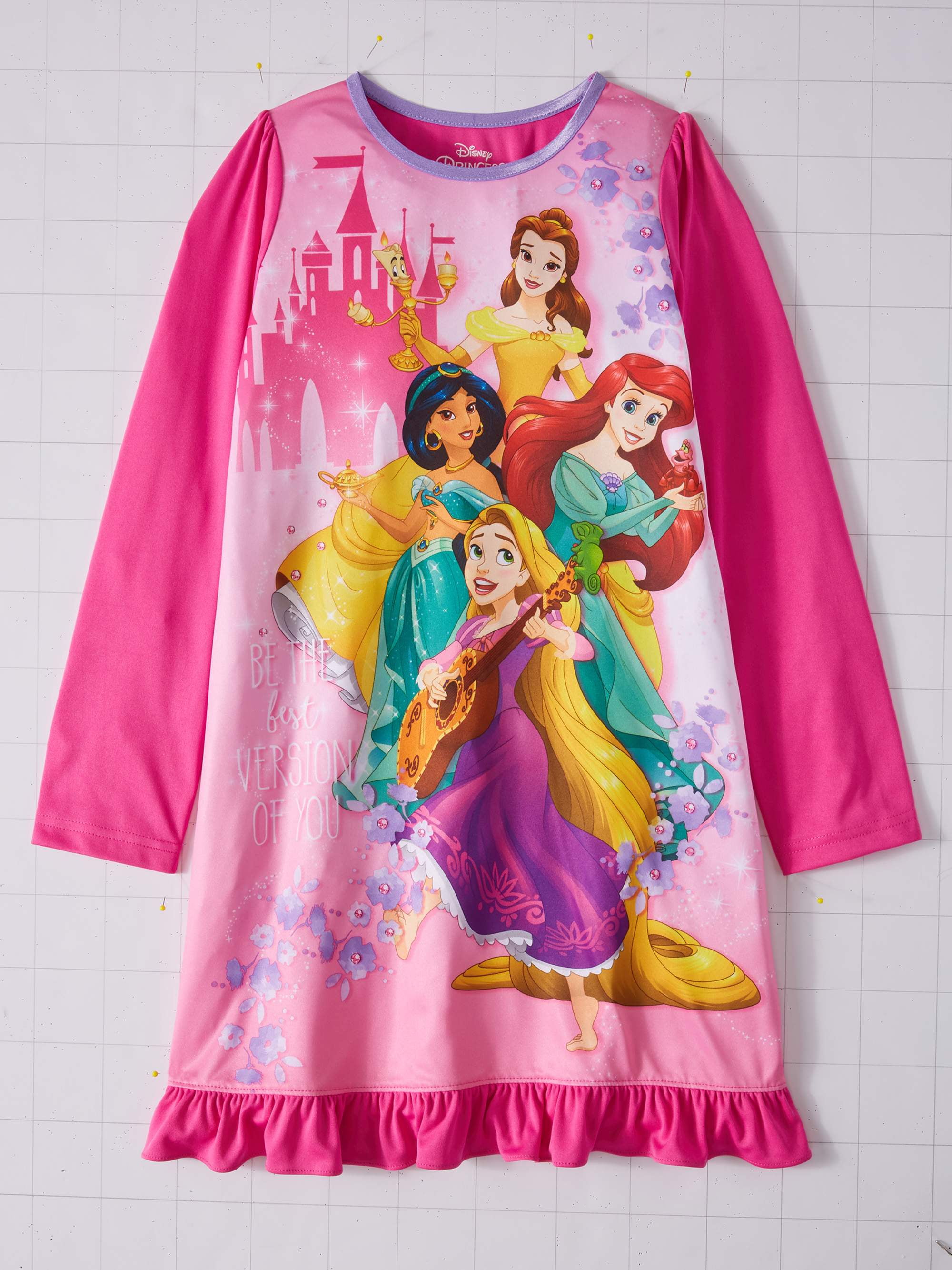 disney girls' little multiprincess nightgown, pink, 4