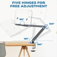 thumbnail image 6 of Desk Clamp Bookshelf for Reading, Ergonomic Design,Adjustable Height to 20 Inch with Swivel Base Cookbook Holder A, 6 of 7