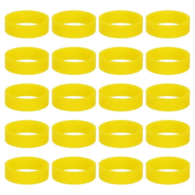 20Pcs Silicone Rubber Bands Non-slip 1.22 Inch Flat for Books, Yellow