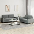 thumbnail image 1 of vidaXL 2 Piece Sofa Set Dark Grey Fabric, 1 of 4